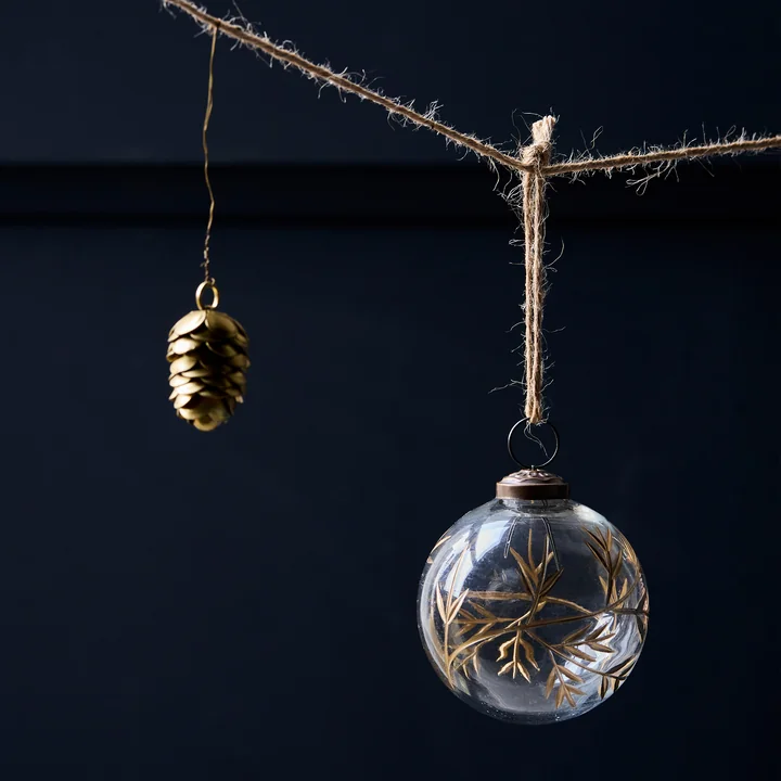 House Doctor - Leaf Ornement, Ø 7,5 cm, transparent / doré