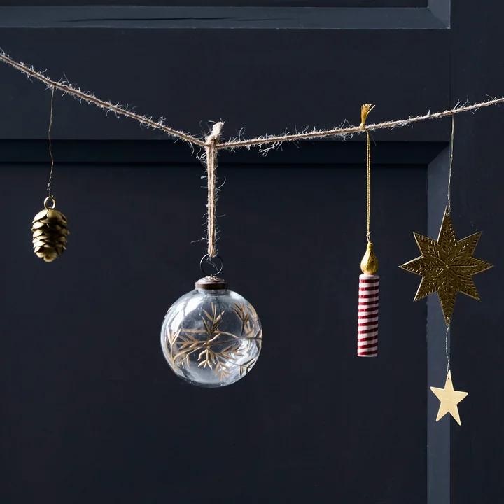 House Doctor - Leaf Ornement, Ø 7,5 cm, transparent / doré