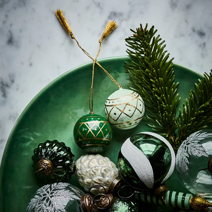 House Doctor - Mach Ornement, Ø 4 cm, vert foncé / vert menthe