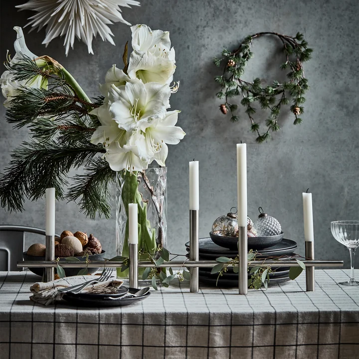 House Doctor - Maxi80 bougeoir, H 20 cm x L 80 cm, argent antique