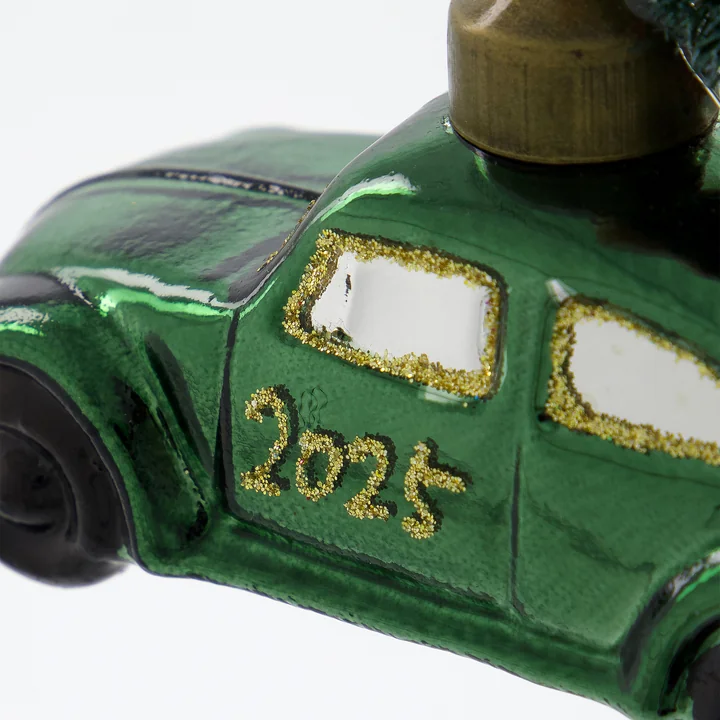 House Doctor - Xmas Cars Voitures décoratives, 5,5 cm, vert / or