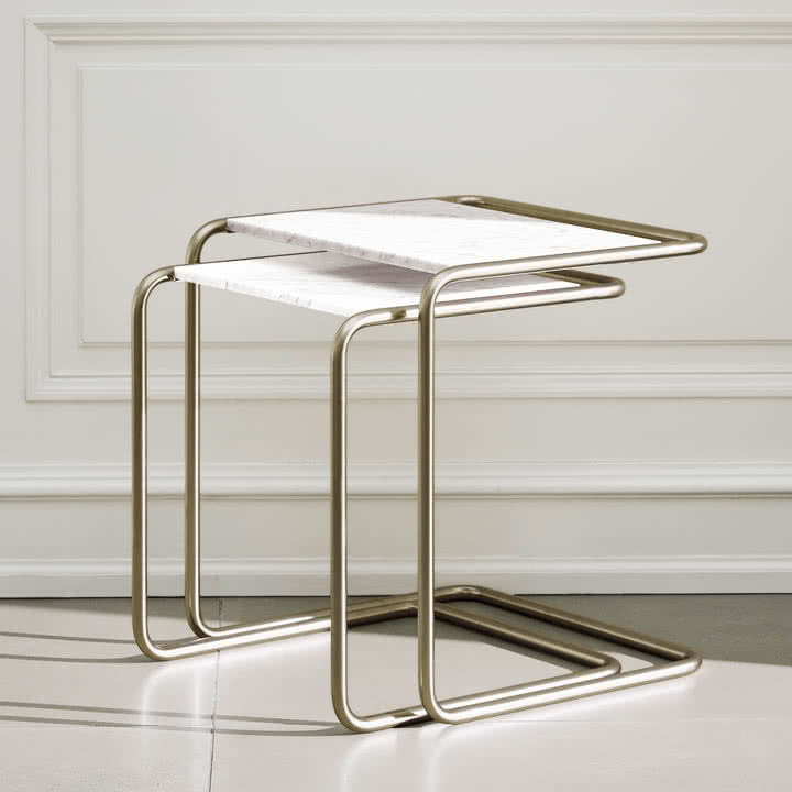 Thonet - B 97 Nordic Set de table d'ensemble, nickelsilver / Marbre glacier (set de 2) (JS. by Jil Sander)