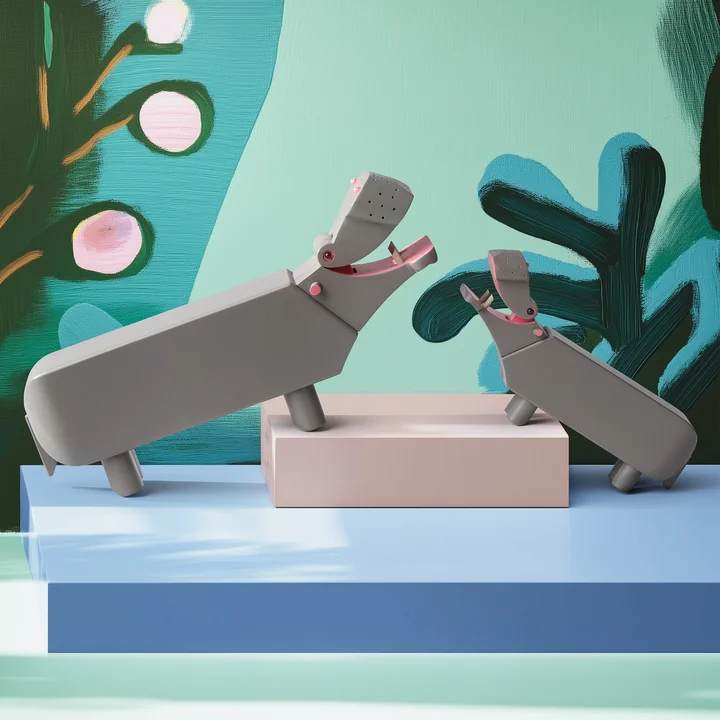 Kay Bojesen - Hippopotame en bois, L et S, hêtre, gris