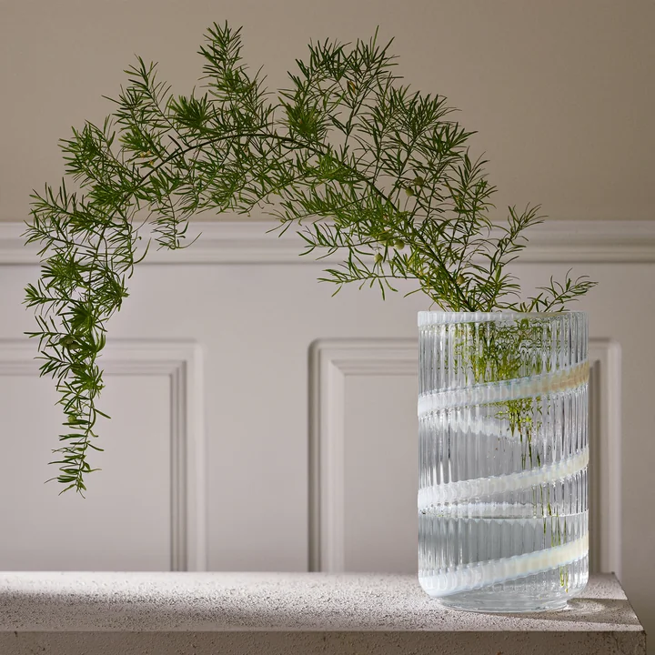 Lyngby Porcelæn - Vase en verre, swirl, H 20,5 cm, transparent