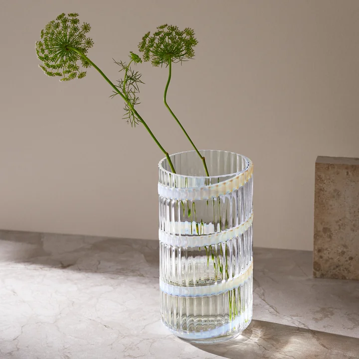 Lyngby Porcelæn - Vase en verre, swirl, H 25 cm, transparent