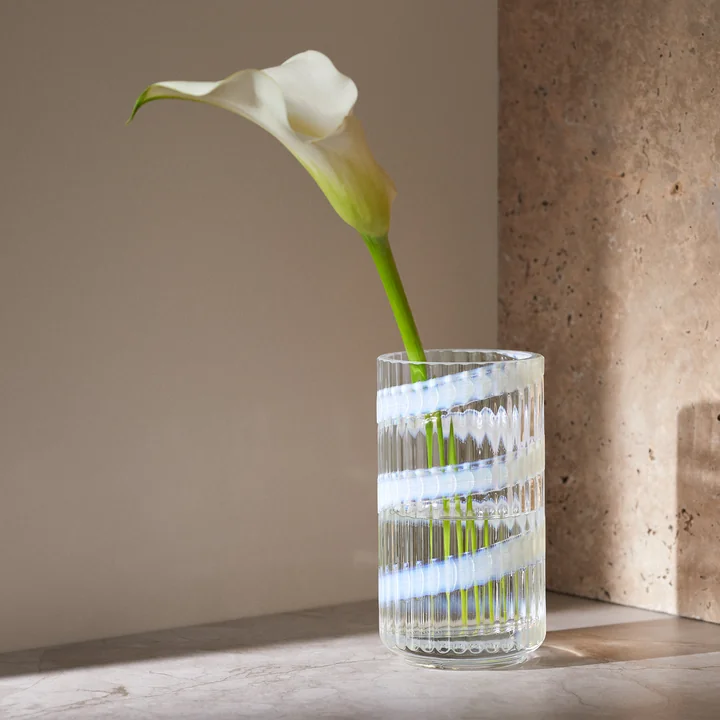 Lyngby Porcelæn - Vase en verre, swirl, H 15,5 cm, transparent