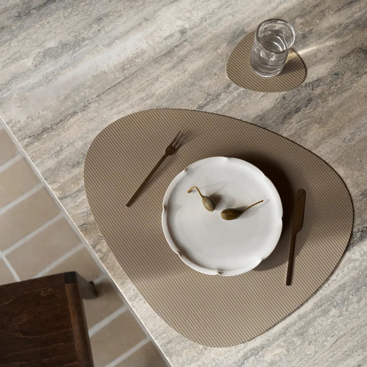 Lind DNA - Glasuntersetzer Curve et set de table Curve L, Corduroy clay marron