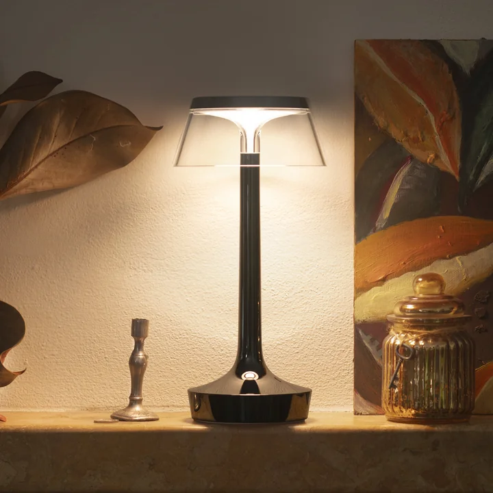 Flos - Bon jour Unplugged Lampe de table à accu, Color Tune, black chrome