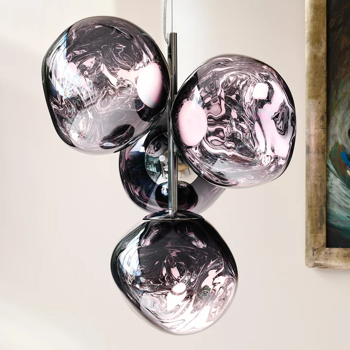 Tom Dixon - Melt Mini LED Lustre, smoke / argenté
