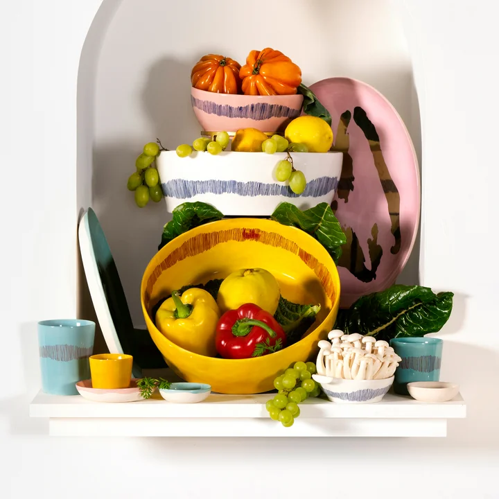 Serax - Feast saladier, jaune / rouge rayures