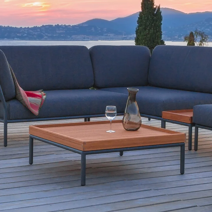 HOUE - LEVEL - LEVEL 2 Table basse, 81 x 81 cm, bambou / gris foncé