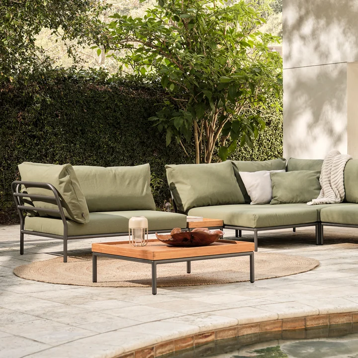 HOUE - Level 2, gris foncé, leaf, table basse 81 x 81 cm, bambou / gris foncé - Groupe