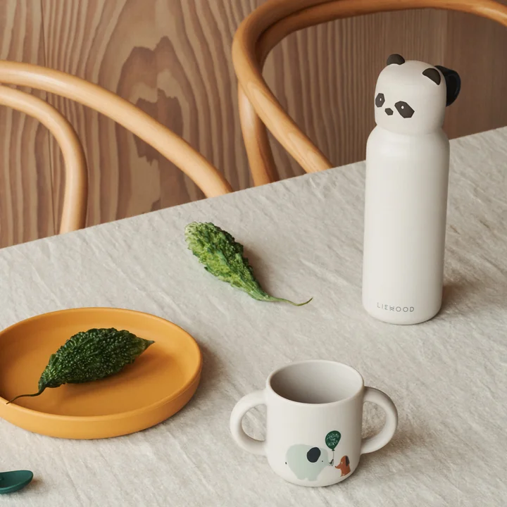 LIEWOOD - Falk Bouteille d'eau avec couvercle Panda, 350 ml, sandy