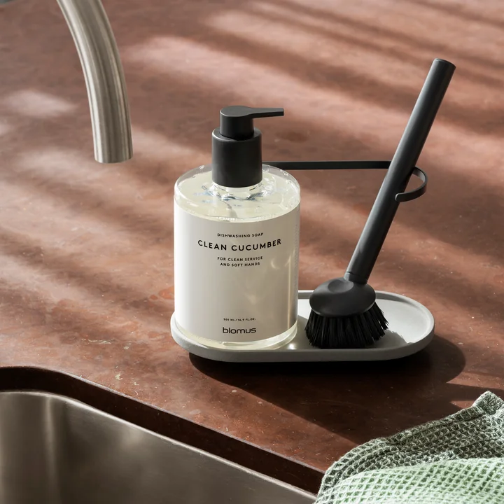 Blomus - Dhuva Organisateur de vaisselle avec brosse à vaisselle, lily white