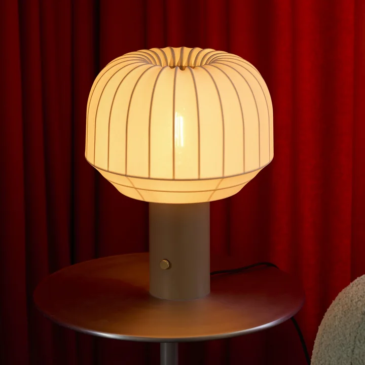 Northern - Tradition lampe de table, Ø 29 cm / H 39 cm, blanc cassé / gris-beige