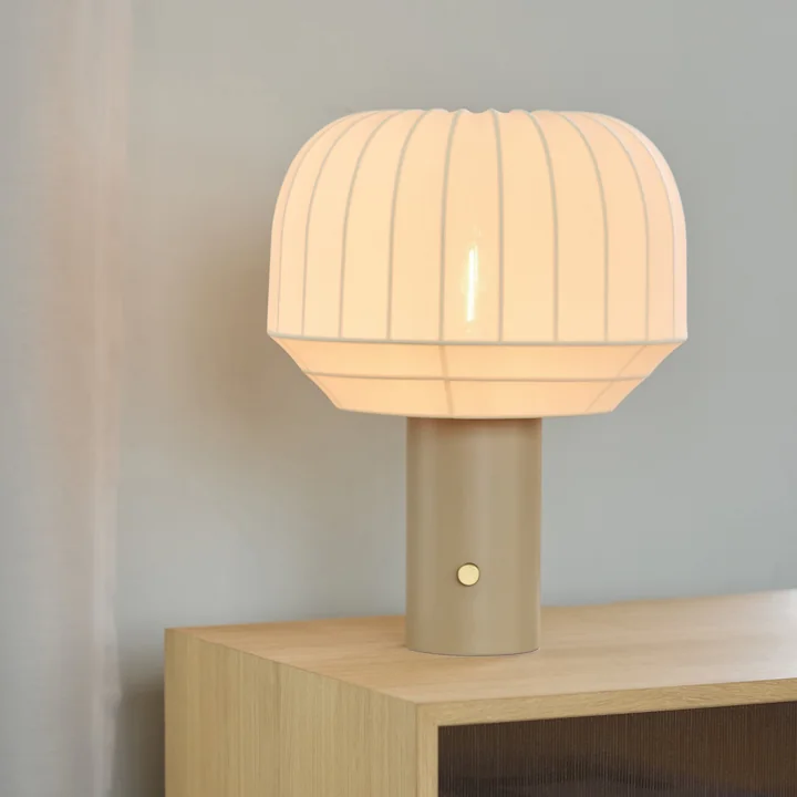 Northern - Tradition lampe de table, Ø 29 cm / H 39 cm, blanc cassé / gris-beige