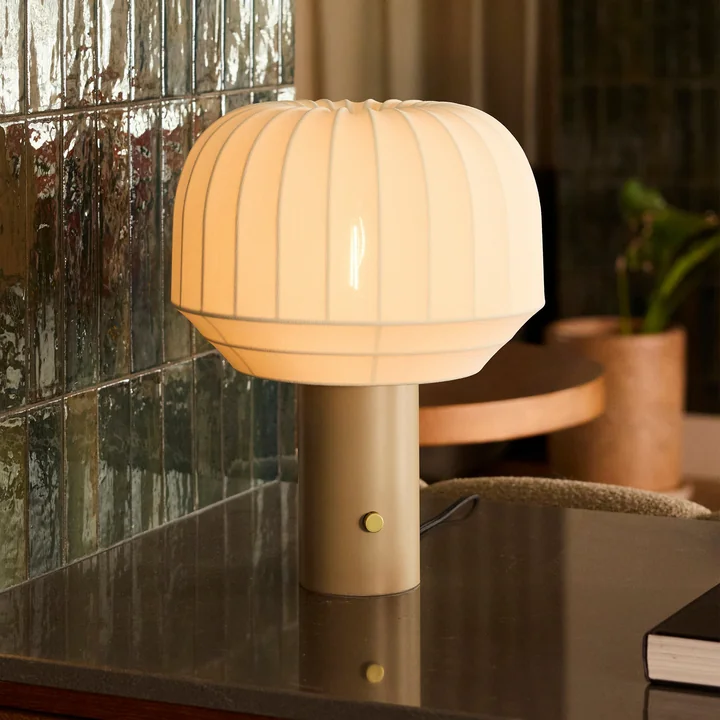 Northern - Tradition lampe de table, Ø 29 cm / H 39 cm, blanc cassé / gris-beige