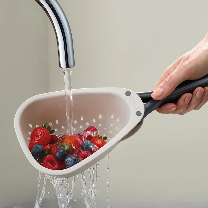 Joseph Joseph - Droplet Passoire de cuisine avec poignées pliables mini, stone