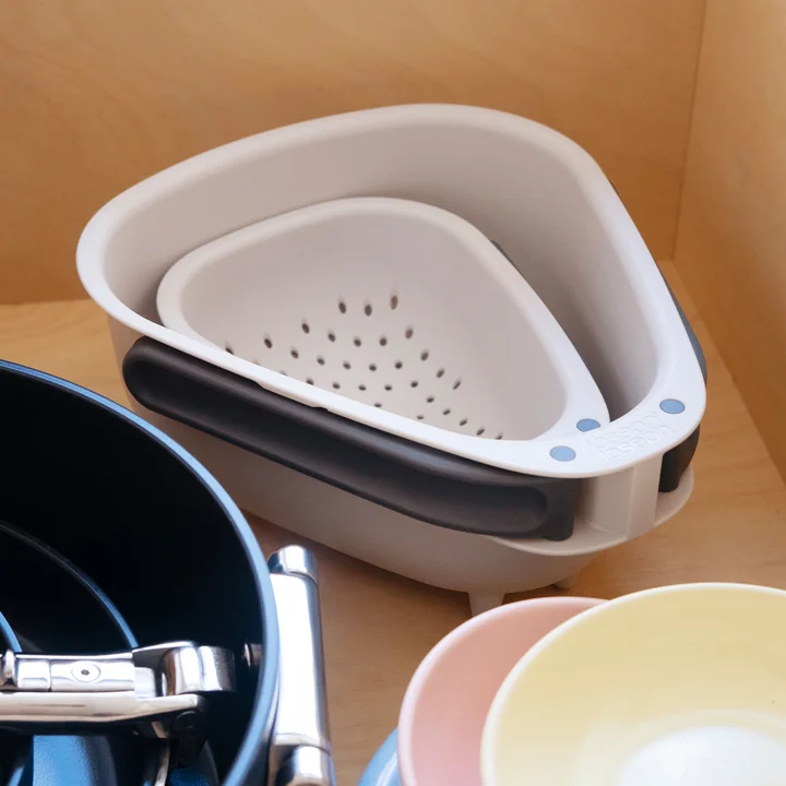 Joseph Joseph - Droplet Passoire de cuisine avec poignées pliables, stone