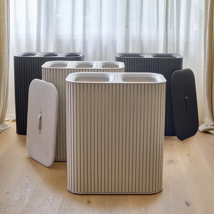 Joseph Joseph - Tota Luxe Corbeilles à linge 90 l, bambou écru et noir