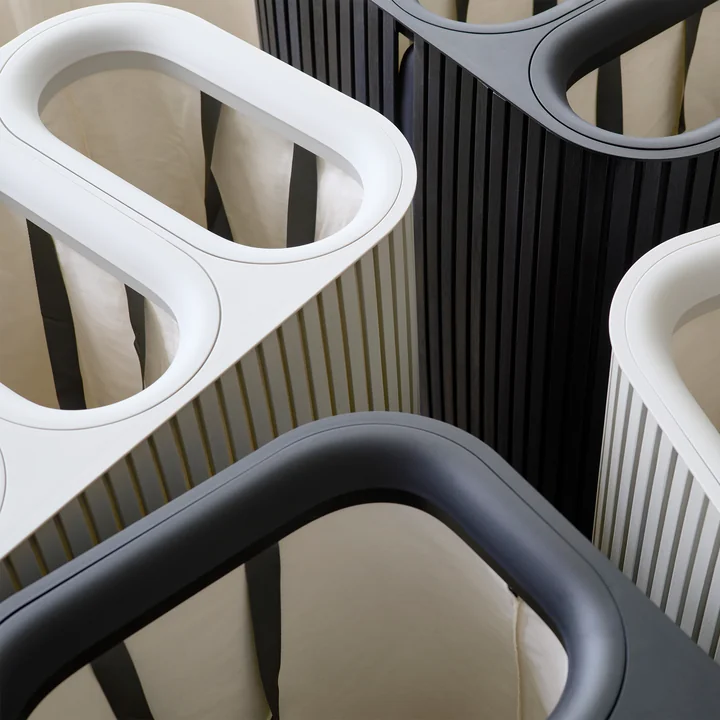 Joseph Joseph - Tota Luxe Corbeilles à linge 90 l, bambou écru et noir