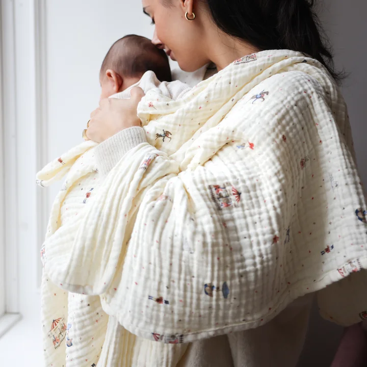 Cam Cam Copenhagen - Couverture en mousseline, 100 x 100 cm, carousel