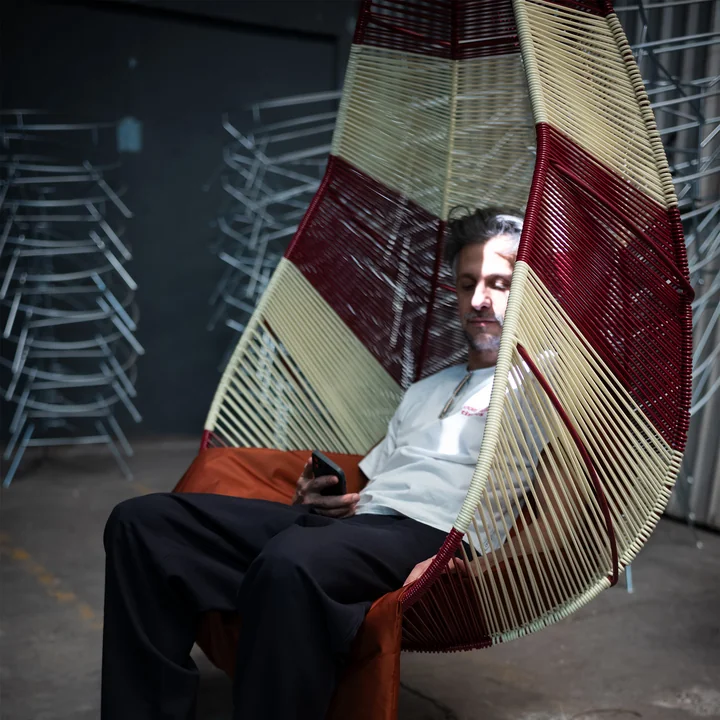 Acapulco Design - Acapulco chaise suspendue, CDMX_2, blanc / burgundy red