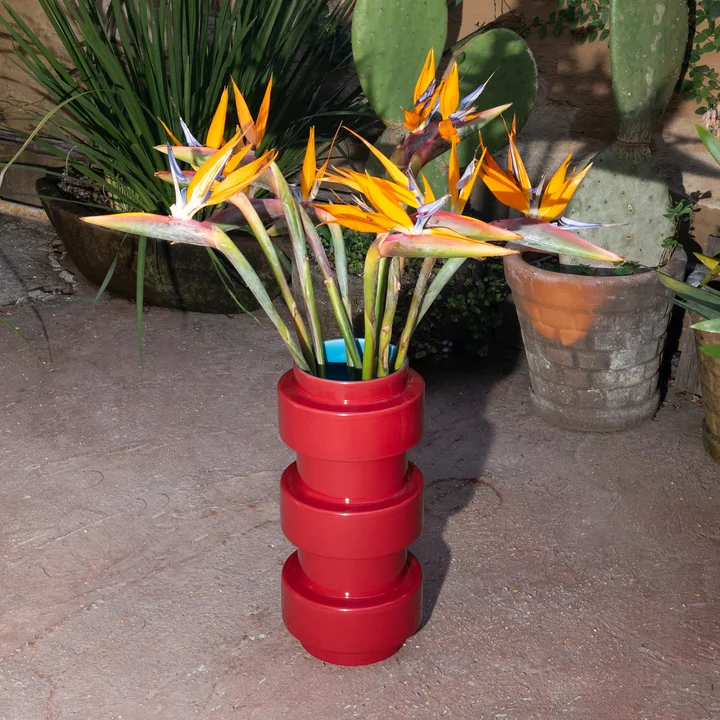 Acapulco Design - Los Floreros Vase, Ø 19 cm, rouge bourgogne / bleu clair