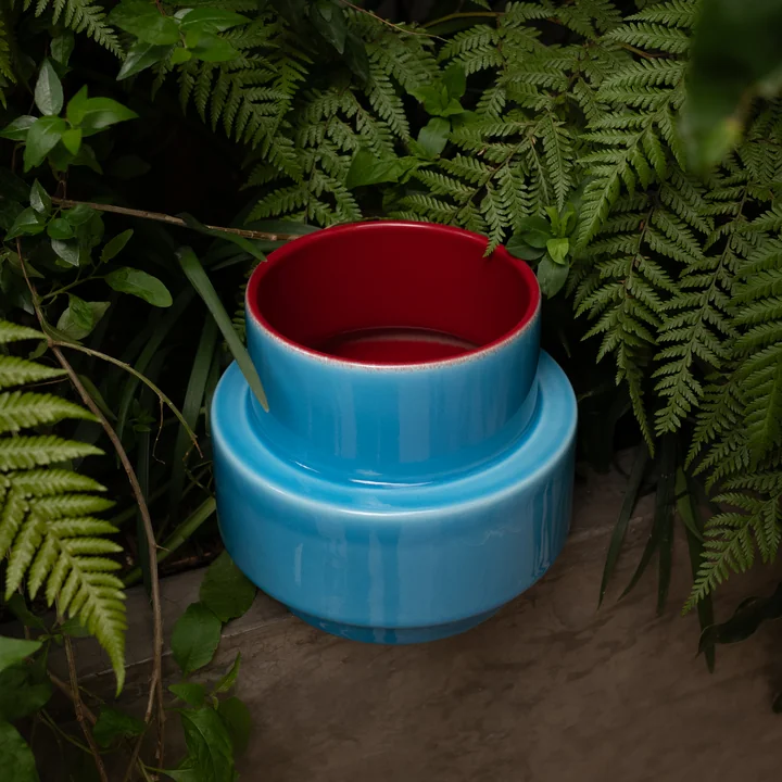 Acapulco Design - Los Floreros Vase, Ø 19 cm, bleu clair / rouge bourgogne