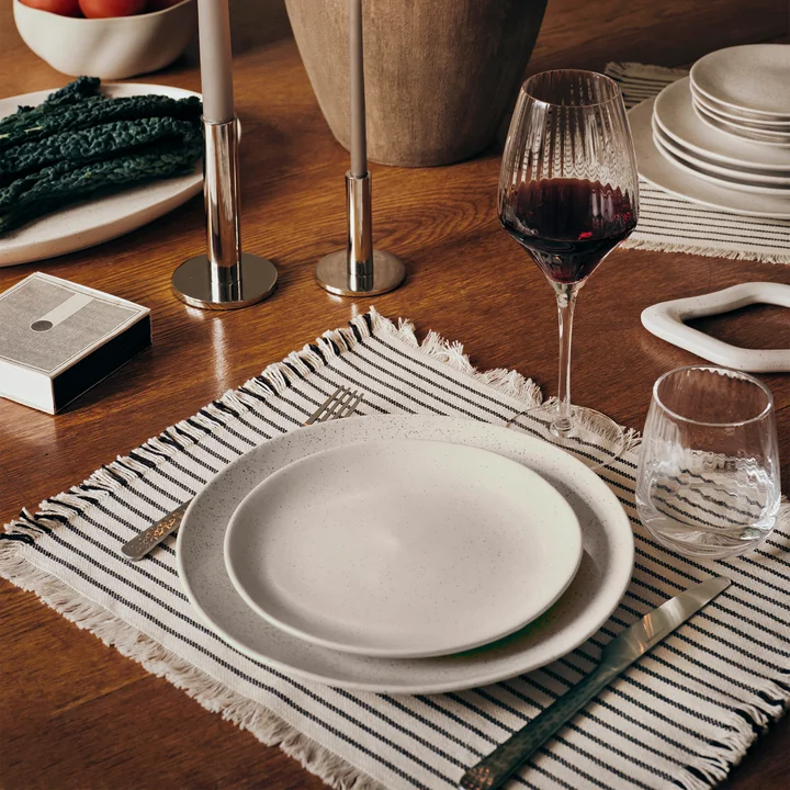 Broste Copenhagen - Elouise Chemin de table, 41,5 x 32 cm, blanc cassé / noir