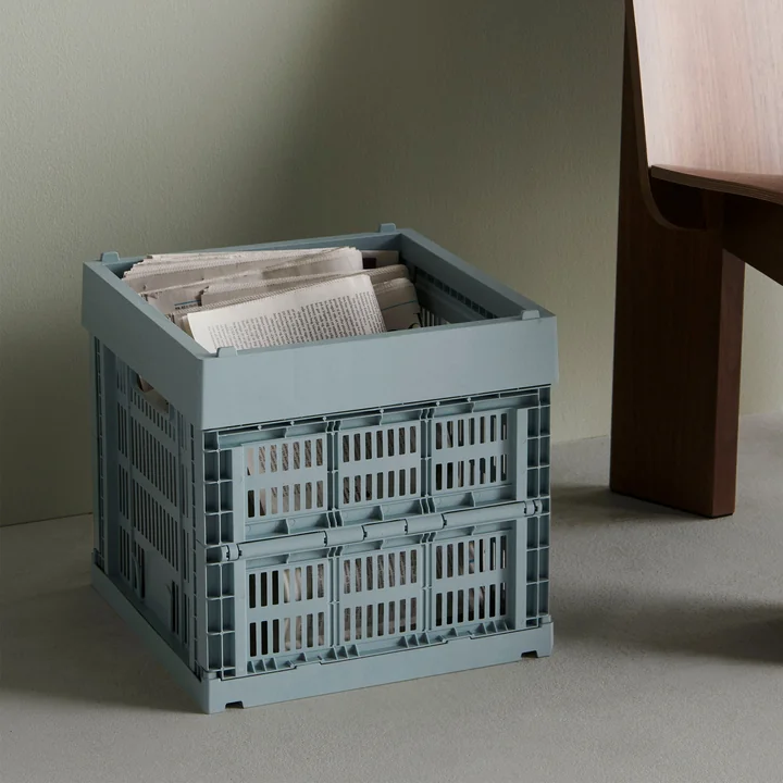 HAY - Colour Crate Corbeille Cube, 29,5 x 29,5 cm, bleu foncé, recyclée