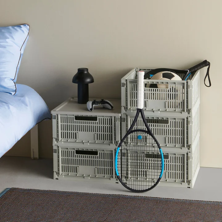 HAY - Colour Crate Corbeille Square L, 42 x 42 cm, grise, recyclée