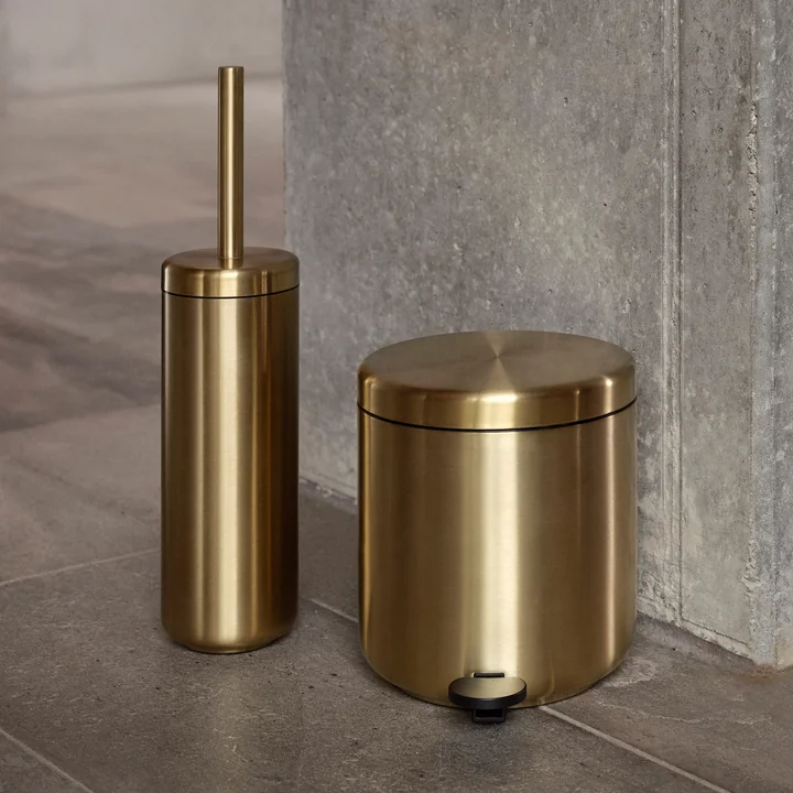Zone Denmark - Ume Poubelle à pédale 4 l et brosse à WC, laiton