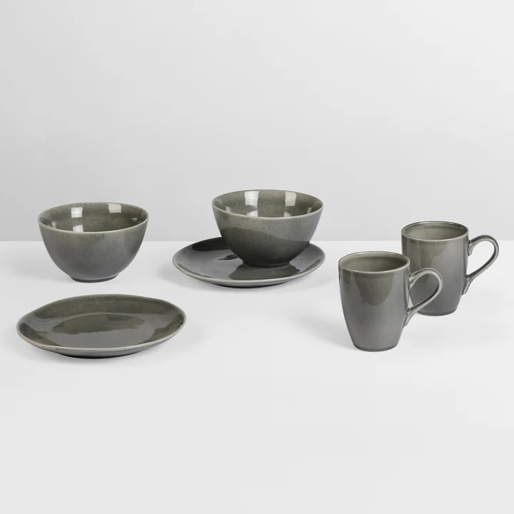 Broste Copenhagen - Nordic Rain Set de vaisselle pour le petit déjeuner, (6 pièces)