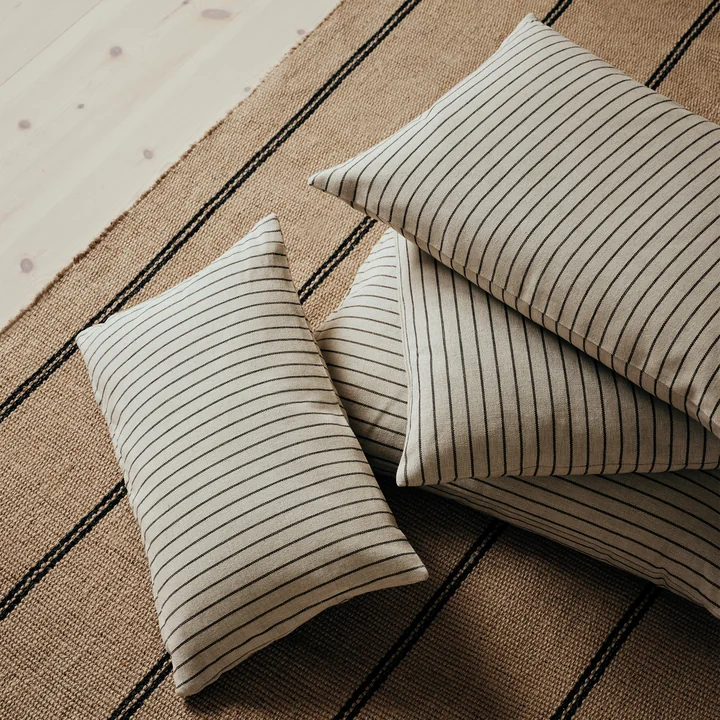 Broste Copenhagen - Karen Housses de coussin, beige clair / noir