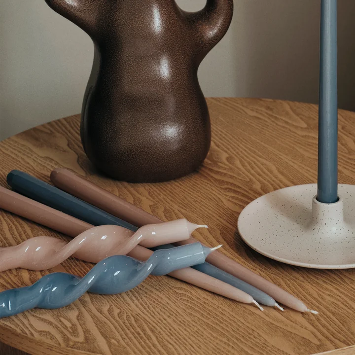 Broste Copenhagen - Smooth Bougie, H 38 cm, dusty blue (set de 4)