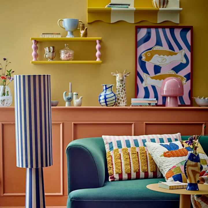 Bloomingville Mini - Bubbi Étagère murale, 80 cm, jaune / blanc