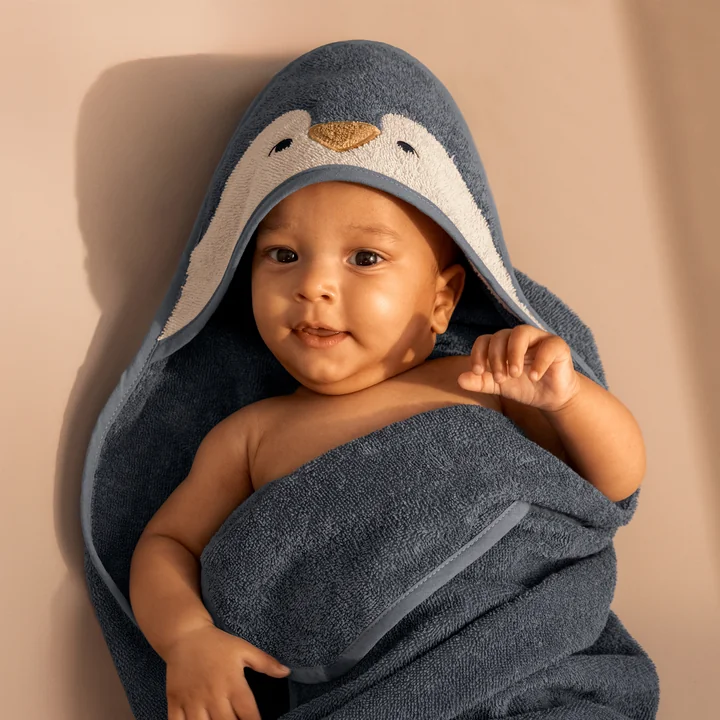 LIEWOOD - Albert Serviette de bain pour bébé avec capuche, pingouin, oceanview mix