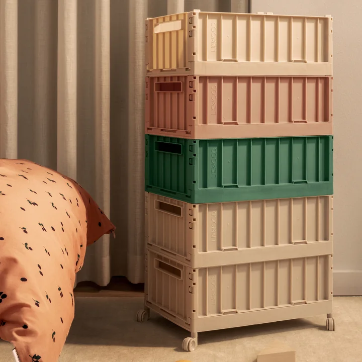 LIEWOOD - Weston Boîte de rangement avec roulettes, sandy