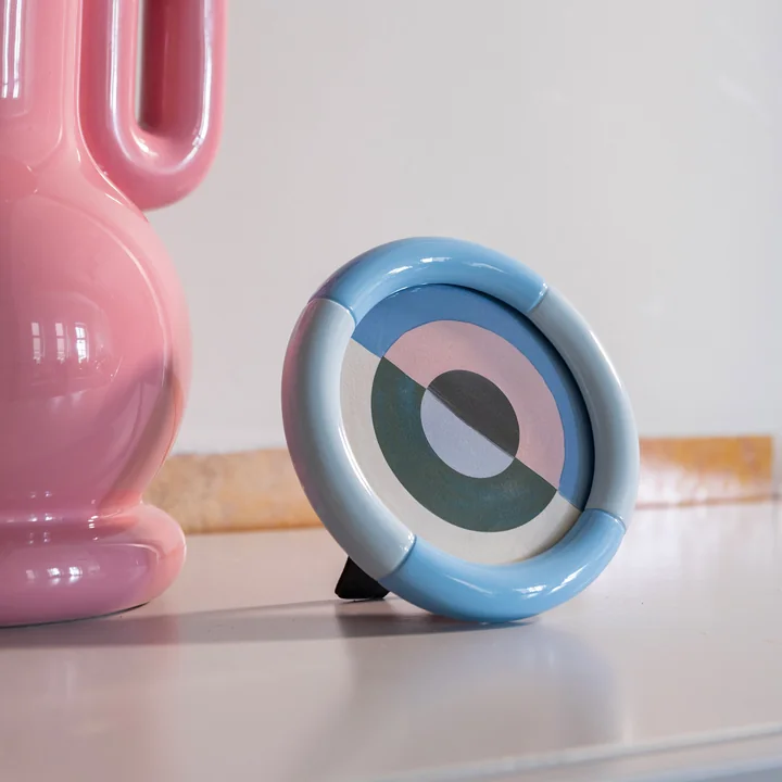 & klevering - Cadre photo Rift, Ø 12,5 cm, bleu