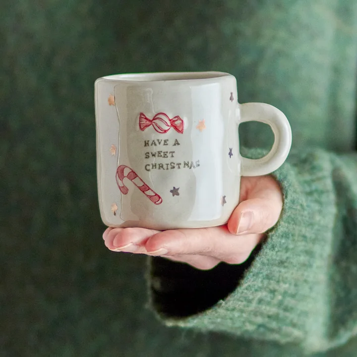 Bloomingville - Christy Tasse "Have a sweet Christmas" 250 ml, naturel