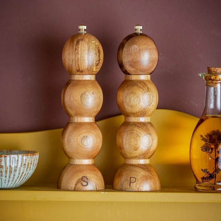 Bloomingville - Clancy Moulin à sel & Moulin à poivre, marron (lot de 2)