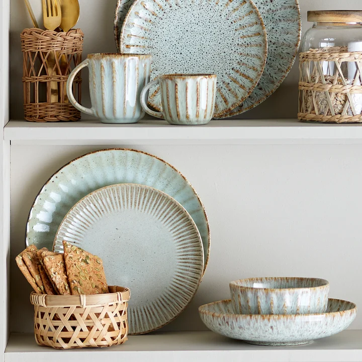 Bloomingville - Fleur Set de vaisselle 12 pcs., naturel