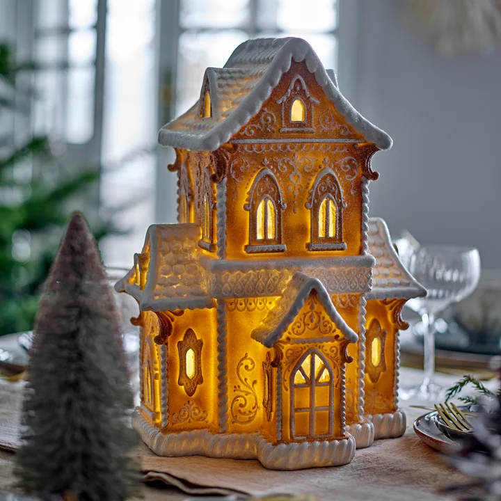 Bloomingville - Kevin Maison décorative avec lumière, marron