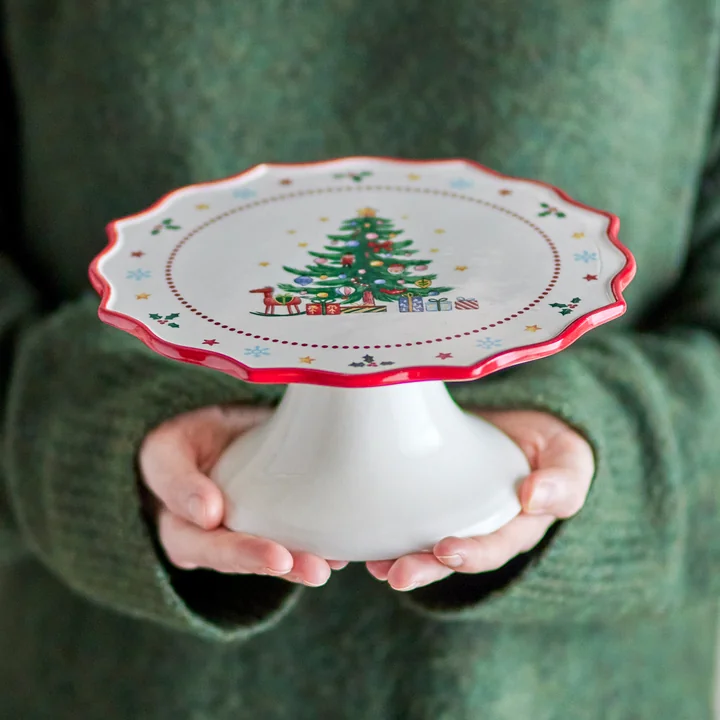 Bloomingville - Naive Assiette à gâteau, Ø 21 x H 9 cm, rouge