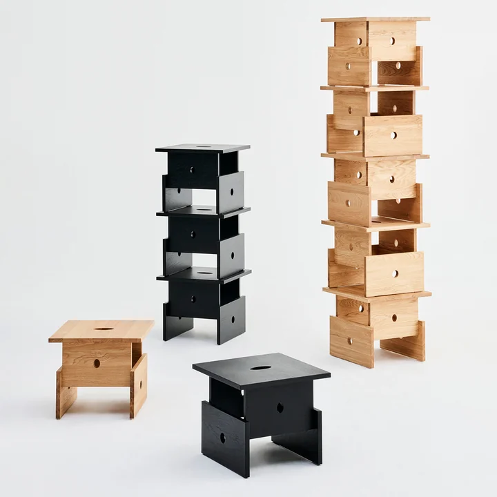 HAY - Woodbox table basse, noir et chêne huilé