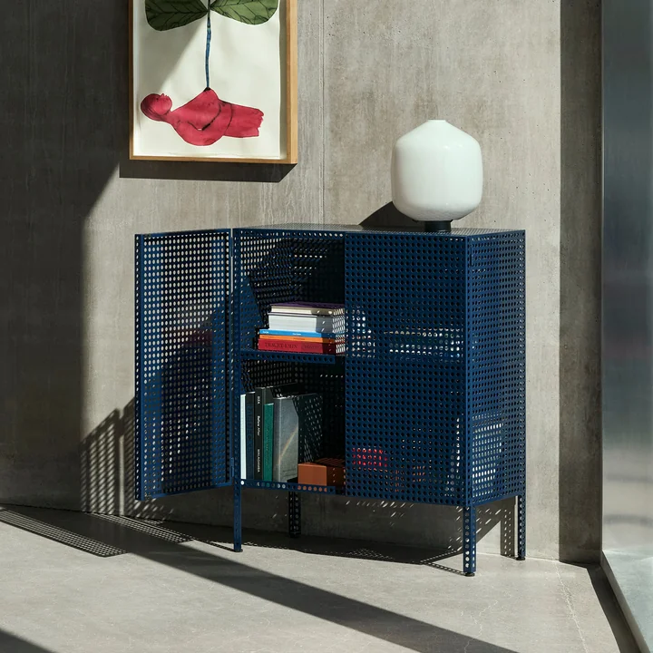 HAY - Perforated Cabinet M, bleu acier