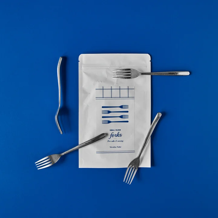 Nicolas Vahé - Cake Fourchette à gâteaux, finition argent antique (lot de 4)