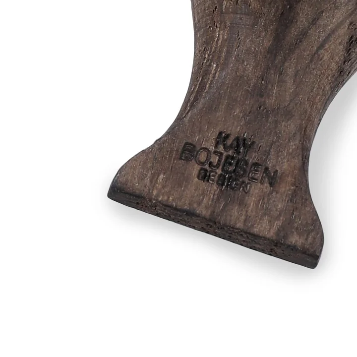 Kay Bojesen - Porte-clés oiseau, chêne non traité, fumé/argent / cuir noir