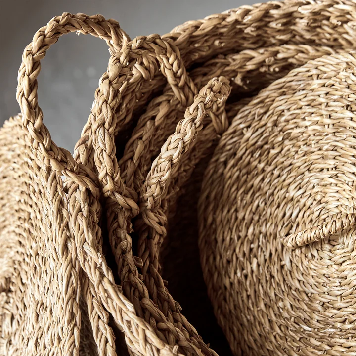 Meraki - Round Panier de rangement, Ø 29 x 27 cm, naturel (set de 3)